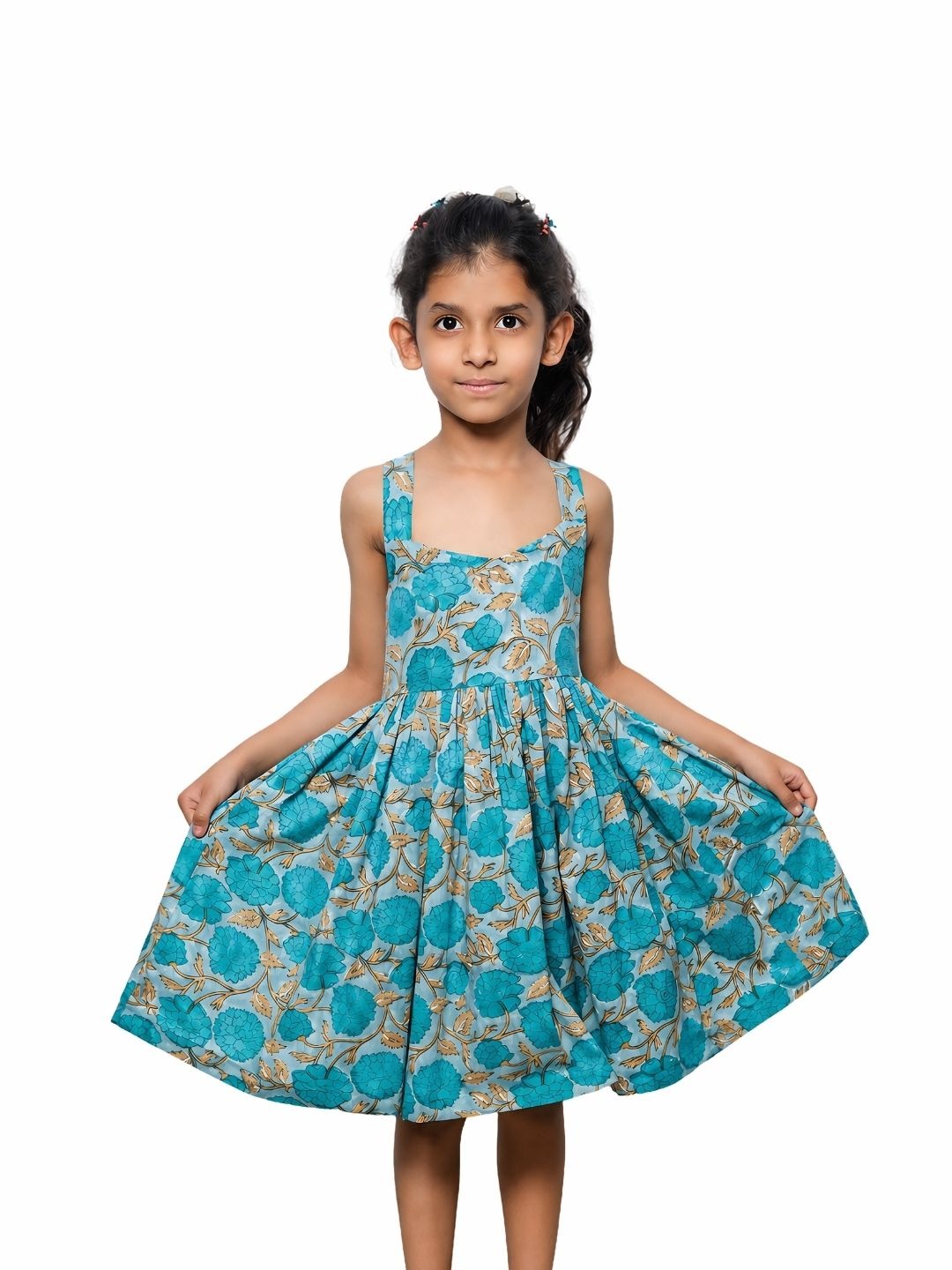 Pure cotton hand block frock summer frock for girls
